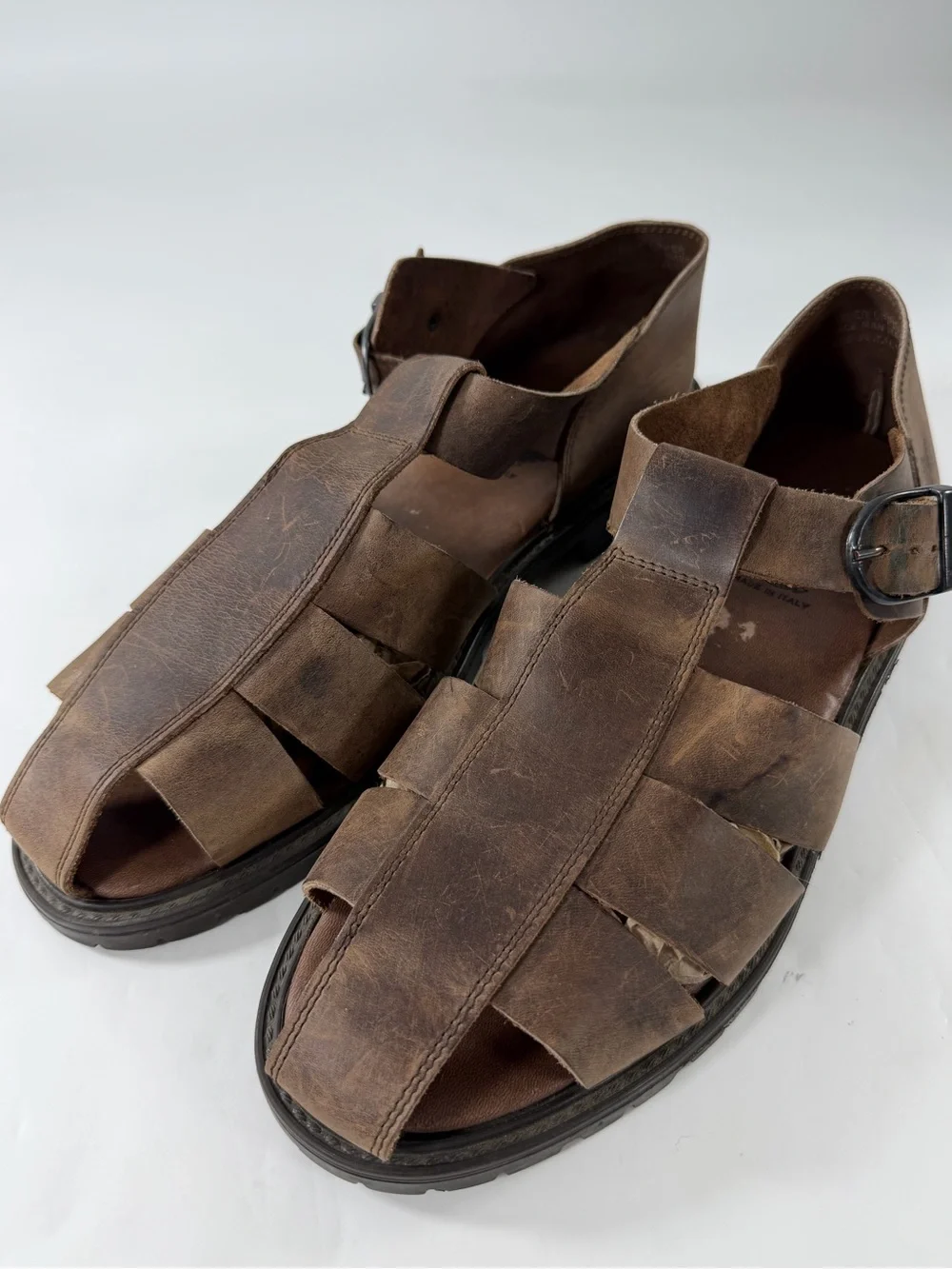 Dockers Made in Italy Leather Fisherman Sandals Men’s 11 Brown Lug Sole